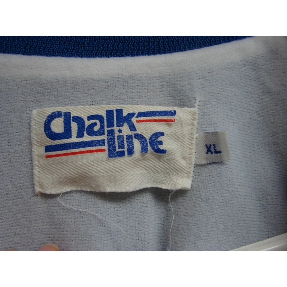Vtg Chalk Line Los Angeles Dodgers MLB Blue Satin Snap Front Bomber Jacket Sz XL